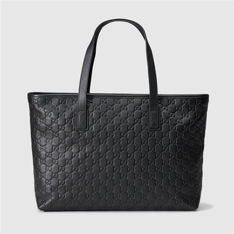 gucci black canvas bag|gucci black leather tote bag.